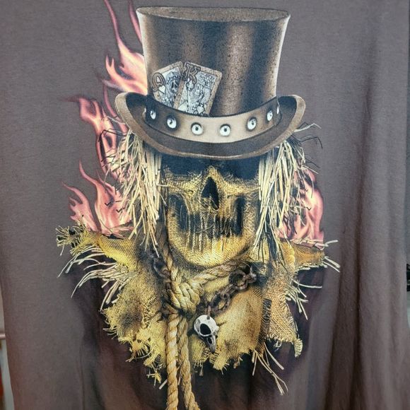 Happy Halloween Graphic Tee Scarecrow Brown SS - Size 3XL - Picture 1 of 4